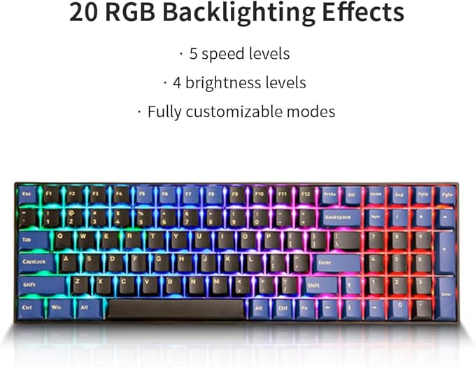 Newmen GM1000 Wireless Mechanical Gaming Keyboard,Bluetooth 2.4G/Wired Hot Swappable Custom Keyboard,RGB Backlit Mechanical Keyboards with Num Pad for Mac/Win (Blueblack Keycaps-G Silver Switch)