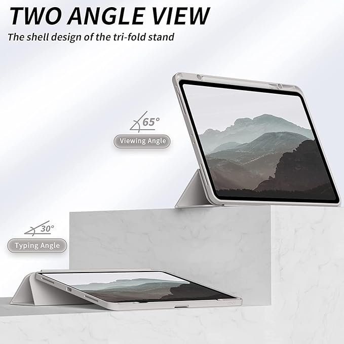 Case for iPad Pro 12.9-inch 2022/2021(6th/5th Gen), iPad Air 13 Inch (M4/M3/M2,2026/2025/2024) with Pencil Holder, 2nd Gen Pencil Charging, Auto Sleep/Wake, Flexible TPU Protective Cover (Gray)