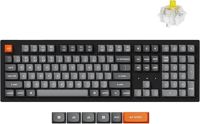 Keychron K10 Max Wireless Custom Mechanical Keyboard, 100% Layout QMK 2.4 GHz Bluetooth White Backlit with Hot-swappable Keychron Super Banana Switch Compatible with Mac Windows Linux