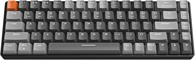 MAGIC-REFINER RK68 60% Wireless Mechanical Keyboard, Bluetooth 5.0/2.4GHz with Dual Mode 2-in-1 Receiver, Ergonomic Compact 68-Key Hot Swappable Gaming Keyboard, Blue Switch for Mac Windows PC