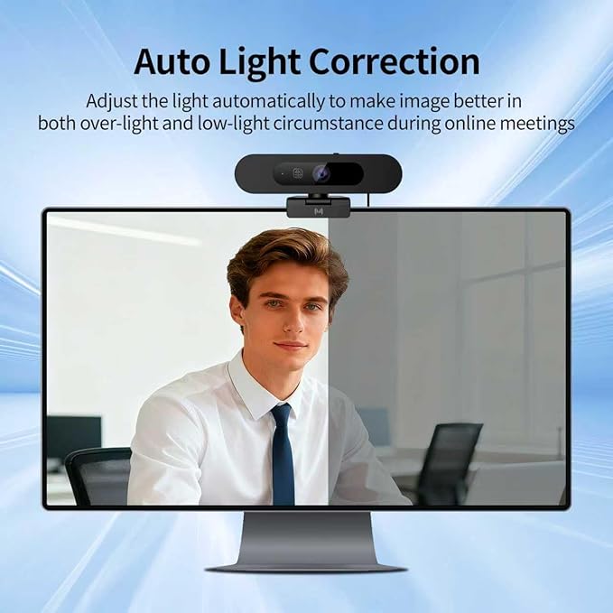 4K Webcam for PC, 8MP USB Webcam with Dual Noise-reducing Microphones, Picture-in-picture, Auto Framing, 5X Zoom, 92° Wide FOV, Auto Light Correction, Perfect for Conference, Video Callings, Streaming