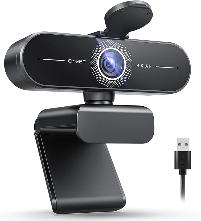 EMEET C60E 4K Webcam for Streaming & Gaming – PDAF Autofocus, Dual Mics, Live Streaming Camera with Auto Light Correction, Plug & Play USB Webcam for PC & Mac
