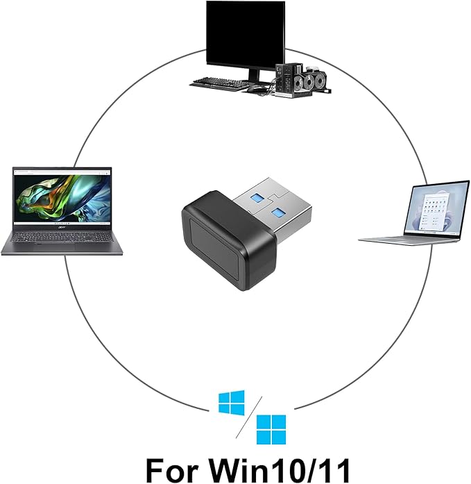 USB Fingerprint Key Reader Window Hello Fingerprint Reader Fast and Accurate Authentication 360 Degrees Detection
