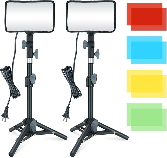 LINCO 920 Lumens LED Video Light with Adjustable Tripod Stand/Color Filters, Studio Lighting Kit for Tablet Shooting, Collection Portrait YouTube Photography Video Making-2 Packs
