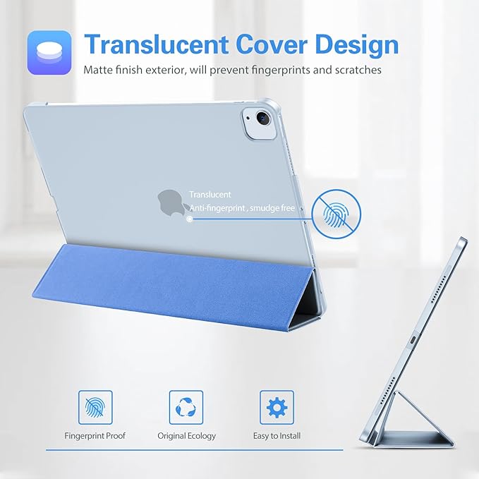 ProCase Smart Case for iPad Pro 12.9 2022/2021/2020/2018, Slim Stand Hard Back Shell Smart Cover for iPad Pro 12.9" 6th Gen/5th Gen/4th Gen/3rd Gen -Airblue