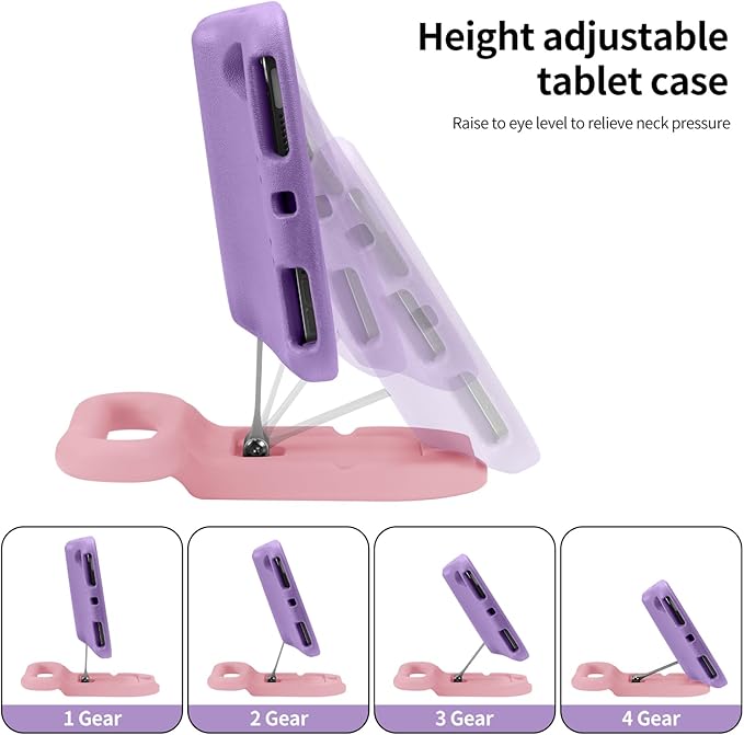 Kids Case for iPad mini 7 (A17 Pro) 2024 /iPad Mini6 2021,Adjustable Portrait/Landscape Stand//Drop Proof with Handle/Kickstand,Child Friendly Case for iPad mini 7th/6th Gen 8.3inch (PurplePink)