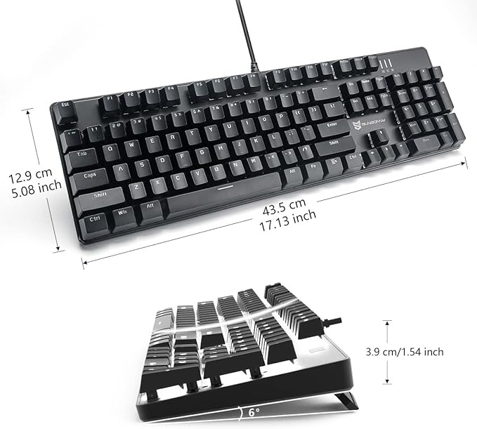 Qisan 104 Mechanical Keyboard for Gaming | Large Size USB White Backlit Gaming Keyboard Wired | US Layout Brown Switches Hot Swappable Mechanical Clicky Keyboards Compatible with PC & Laptop