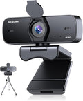 4K Webcam for PC with 2 Noise-Cancelling Microphones, Stable Auto Focus, Plug&Play Computer Camera for Online Teaching, Meetings, and Remote Communication (with Tripod)
