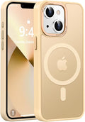 Newfuture Designed for iPhone 13 Case & iPhone 14 Case with Magnetic [13 FT Military Drop Protection] [Compatible with Magsafe] Translucent Shockproof with Anti-Fingerprint Phone Case, Creamy Yellow