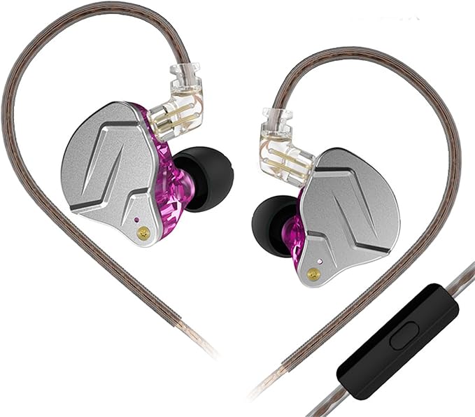 KZ ZSN Pro in Ear Monitor Headphones, 1BA 1DD Hybrid Driver Wired Gaming Earbuds, Deep Bass Sound Wired Ear Buds, HiFi IEM for Gaming Music Video Calling Singer Musician Drummer DJ (with mic, Purple)