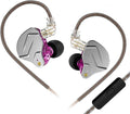 KZ ZSN Pro in Ear Monitor Headphones, 1BA 1DD Hybrid Driver Wired Gaming Earbuds, Deep Bass Sound Wired Ear Buds, HiFi IEM for Gaming Music Video Calling Singer Musician Drummer DJ (with mic, Purple)