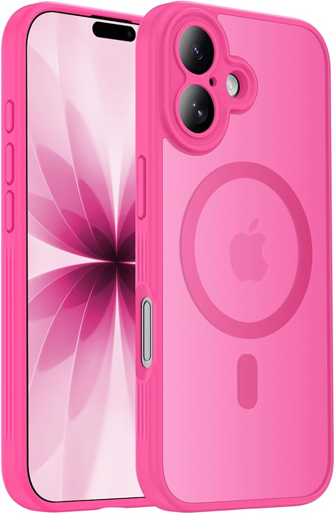 Symcele Designed for iPhone 17 Case, Compatible with MagSafe, [Camera Protection] [15FT Military Droptection] Shockproof Translucent Matte Anti-Slip Phone Case, 6.3", Hot Pink