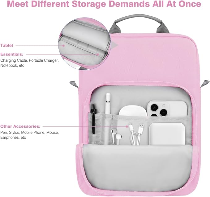 Dadanism 9-11 Inch Tablet Sleeve Bag Carrying Case with Shoulder Strap for iPad (A16) 11", iPad 10th Gen 10.9", iPad Air M4/Pro M5 11", iPad 9/8/7th 10.2", Galaxy Tab A11+ Plus 11", Flowers Pink