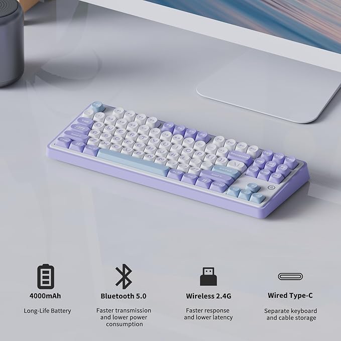 DAIDAI×AJAZZ AK870 TKL 87-Key Gasket Structure Full-Key Hot-Swappable Mechanical Keyboard Type-C/2.4G/BT 5.1, 4000mAh Battery, MOA Keycap,South-Facing RGB, for Windows/MAC.