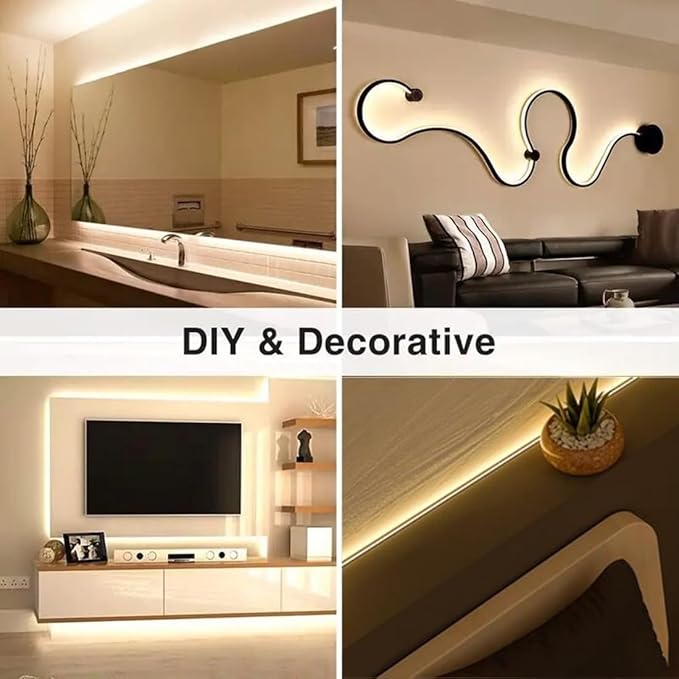 TOPAI 12V Thin 5mm COB LED Strip Light 3000K Warm White 16.4ft Bright 4000Lm CRI>90 Uniform Dotless 400LEDs/M Adhesive Flexible Cuttable LED Tape for DIY, Bedroom, Under Cabinet Lighting