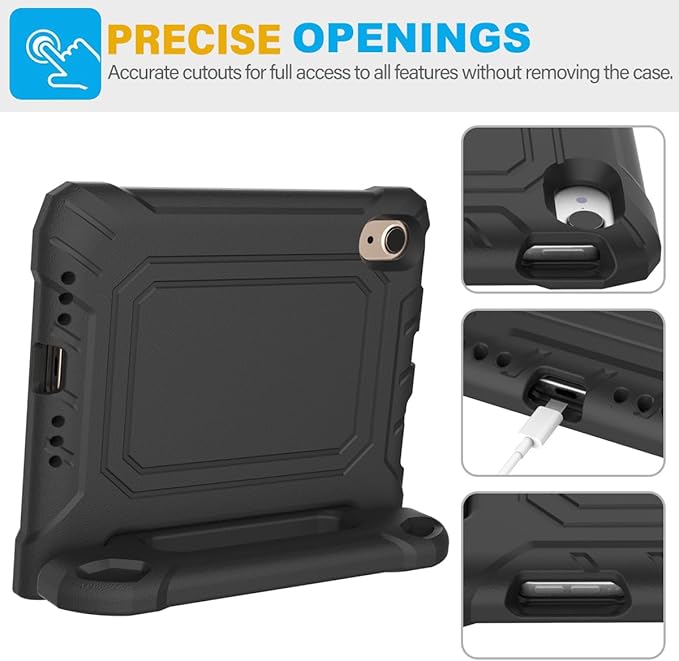 SUPLIK Kids Case for iPad mini 7 (A17 Pro) 2024 & Mini 6 2021, iPad mini 6th/7th Generation Case with Screen Protector, Durable Shockproof Handle Stand Cover for 8.3-inch iPad mini 6/7 Gen, Black