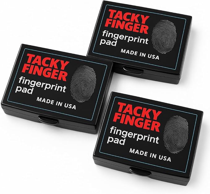 Inkless Fingerprint Pad – Black (3-Pack), Quick-Dry No-Mess Thumbprint Ink Pad for Notary Public and ID Verification, Non-Toxic & Reusable