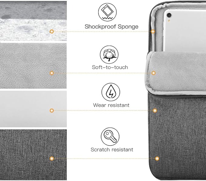 TiMOVO 9-11" Tablet Sleeve Bag for iPad 11-inch A16 2025, iPad 10.9"/10.2"| Air 11 Inch/5th/4th Gen. 10.9", Galaxy Tab A9+/A11Plus 11", Protective Bag Fit Smart Keyboard, Dark Gray