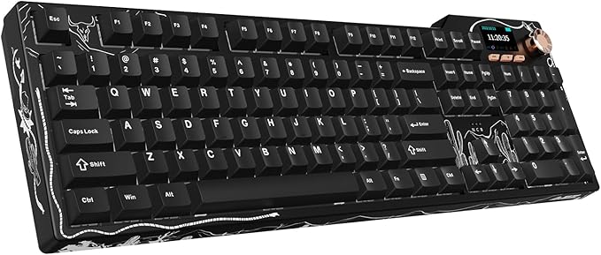 DAIDAI×AJAZZ AK35I V3 Full Size Hot Swap Mechanical Gaming Keyboard with Screen & Knob 2.4G/BT/USB-C Gasket Keyboard FR4 Plate 8000mAh Battery South Facing LED RGB(Avocado Axis)