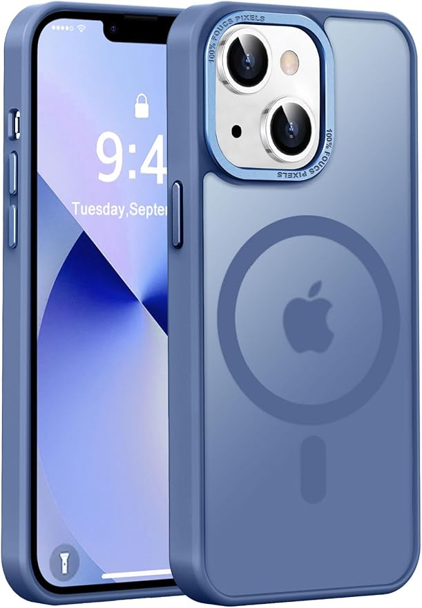 Newfuture Designed for iPhone 13 Case & iPhone 14 Case with Magnetic [13 FT Military Drop Protection] [Compatible with Magsafe] Slim Translucent Shockproof with Anti-Fingerprint Phone Case, Light Blue