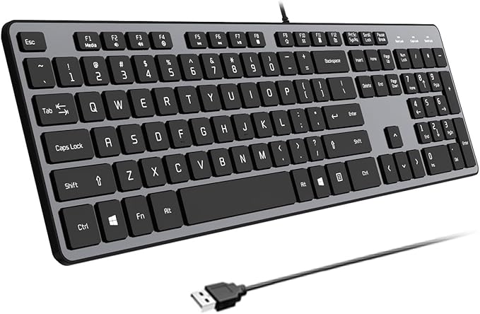 USB Wired Keyboard for Window,Comfortable Quiet Chocolate Keys, Durable Ultra-Slim Wired Computer Keyboard(QWERTY) for PC, Windows 11/10/8/7/XP/Vista KB1430