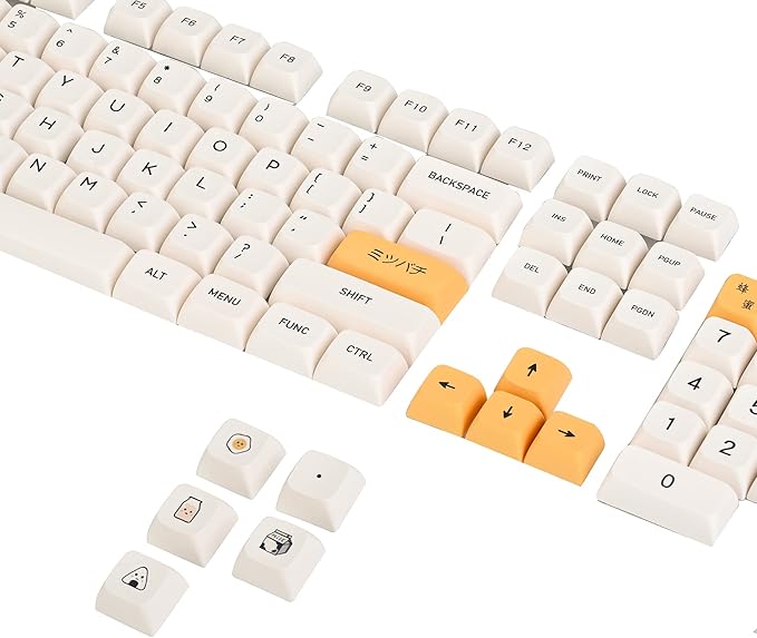 Guffercty kred 140-Key Honey Milk PBT XDA 65% TKL Keycap Set for 100% 60% Mechanical Keyboard (Honey Milk-English)