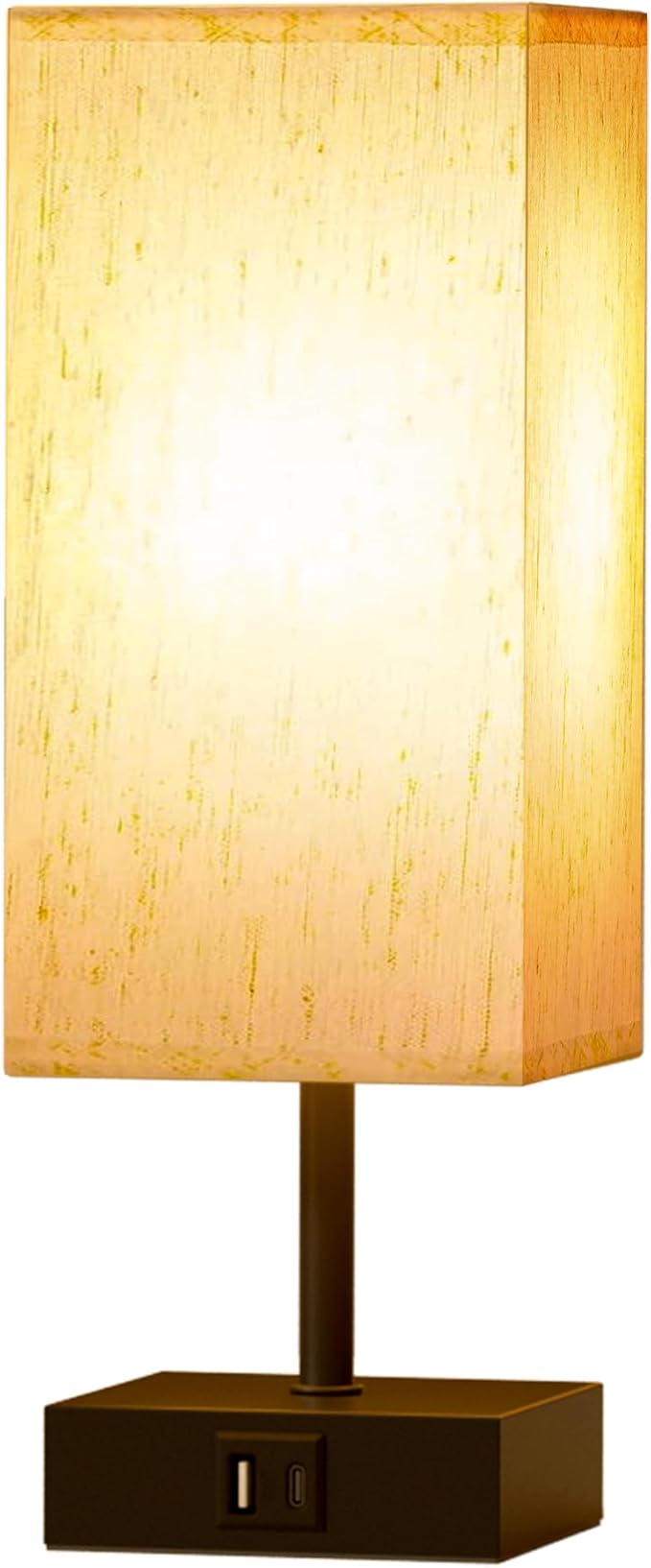 comzler Bedside Lamp, Touch Control Table Lamp for Bedroom, Small Nightstand Lamp with 3 Way Dimmable, USB-C + A Ports for Bedroom, Home Decor, Living Room, LED Bulbs Included, Upgraded Fabric Shade
