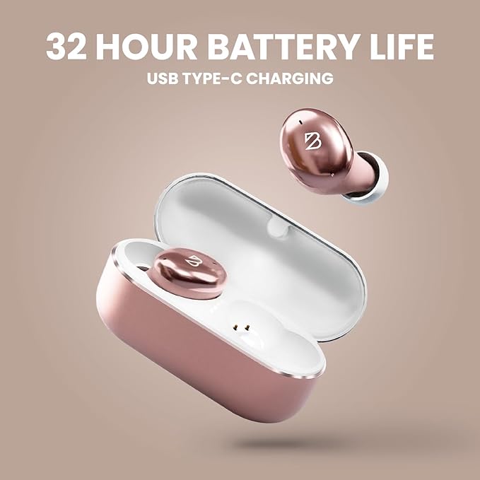Back Bay Audio Tempo 30 Wireless Earbuds for Small Ears - Award-Winning Sound, Sweatproof Bluetooth Earbuds, Tech Fitness Gifts for Men, Comfortable Bluetooth Ear Buds for Women - Rose Gold