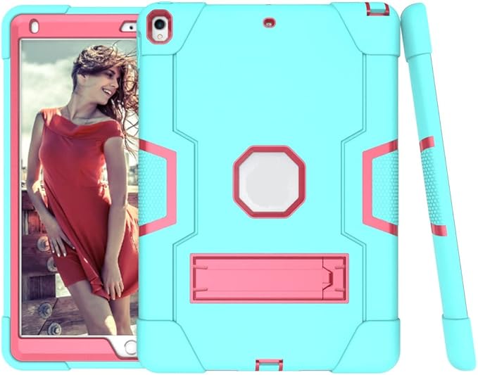 3 in 1 Hybrid Case for iPad Air 3 10.5" & iPad Pro 10.5" - Heavy Duty Rugged Stand, Shockproof, Anti-Slip & Scratch, Green/Red