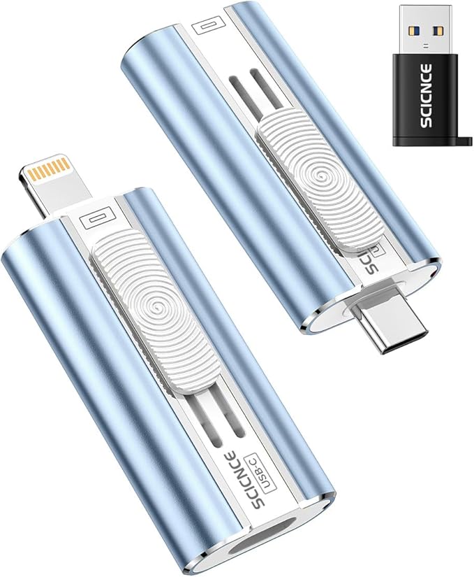 256GB Flash Drive Intended for Phone, USB External Memory Stick Storage Backup for Photos Videos, Plug and Play No APP Required, Compatible with iPhone iPad Android and PCs (1 Pack-Blue)