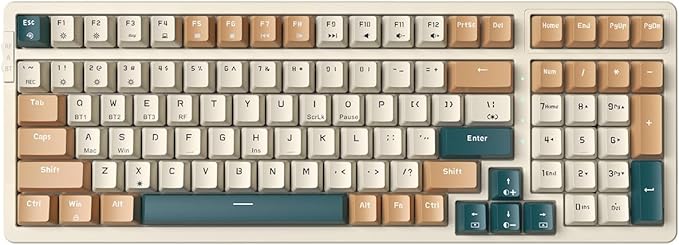 Merdia Wireless Mechanical Keyboard, Triple Mode 2.4G/USB-C/BT Gaming Keyboards 100 Keys RGB Backlit, Brown Switch Rechargeable | Brown Combo