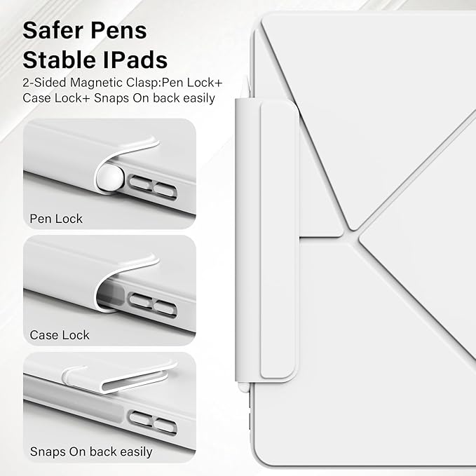 for iPad Pro 13 Inch Case (M5/M4) 2025/2024, Detachable Powerful Magnetic Attachment, Multiple Folding Stand, Slim Rebound Protection Cover, Auto Sleep/Wake, Gray