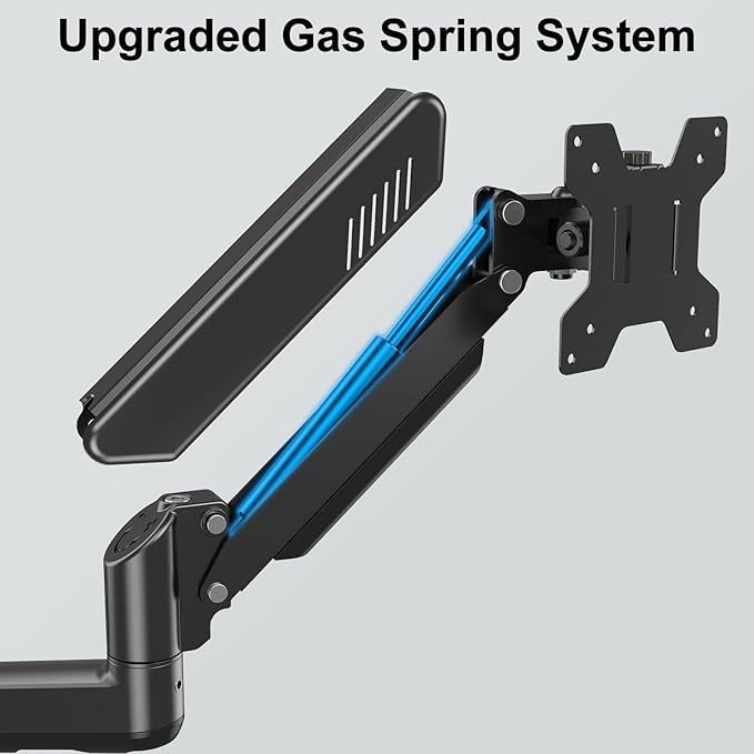 Monitor Wall Mount Fits 17-32 Inch Flat/Curved Computer Screens, Single Arm Holds up to 19.8lbs, Height Adjustable Gas Spring Wall Monitor Stand Tilt, VESA Mount 75x75/100x100