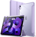 JETech Case ONLY for iPad Air 11-Inch M4/M3/M2 (2026/2025/2024), iPad Air 5/4 (2022/2020 5th/4th) with Pencil Holder, Clear Transparent Back Slim Stand Shockproof Tablet Cover (Light Purple)
