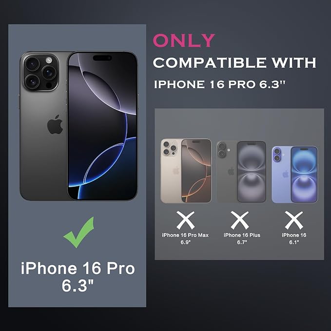 YINLAI Case for iPhone 16 Pro 6.3-Inch, iPhone 16 Pro Phone Case Magnetic [Compatible with Magsafe] Slim Translucent Matte Men Women Girls Shockproof Protective Back Cover, Black/Red
