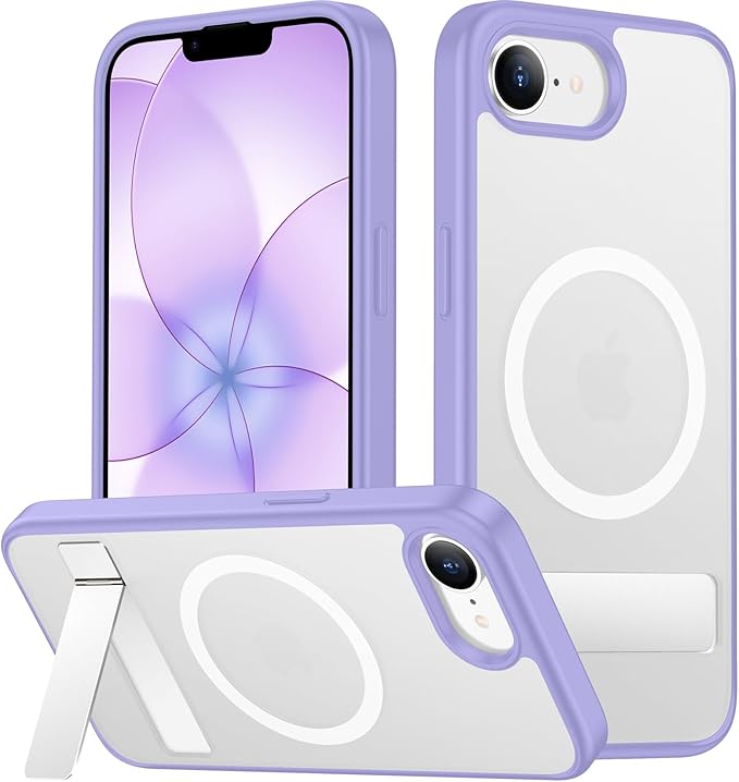 SPIDERCASE Magnetic for iPhone 17e Case for iPhone 16e Case, with [3 Stand Ways] [Military Grade Drop Protection] Invisible Stand Shockproof Slim Case for iPhone 17e/16e 6.1 inch, Light Purple