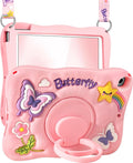 Kidcube for iPad Mini 4 Case, for iPad Mini 5 Case 2015/2019 - Girls Cute Girly Kawaii 3D Butterfly Design Cover with Rotating Stand & Strap Silicone Teens Women for iPad Mini 4th/5th Generation Cases