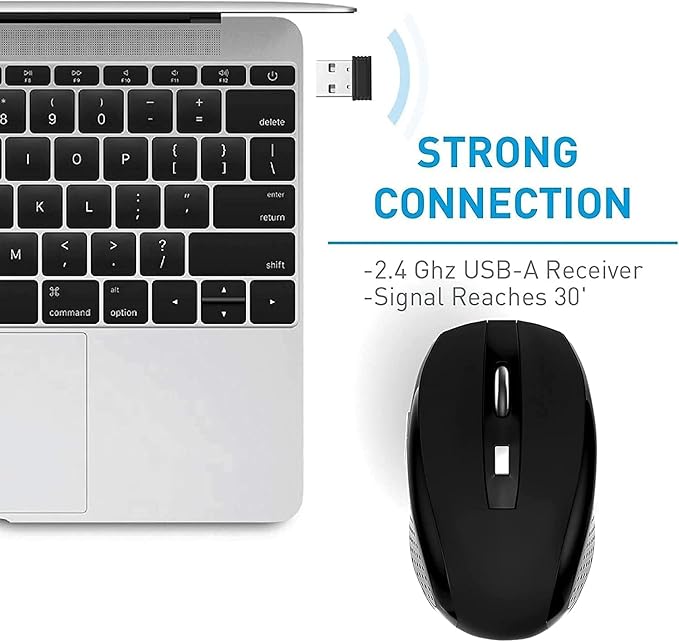 Guiheng 2 Pack Wireless Mouse, 2.4Ghz Wireless Mouse Computer Mouse1200,6 Buttons with Nano Receiver for Laptop,PC,Chromebook,Computer,Notebook,Office (Black)