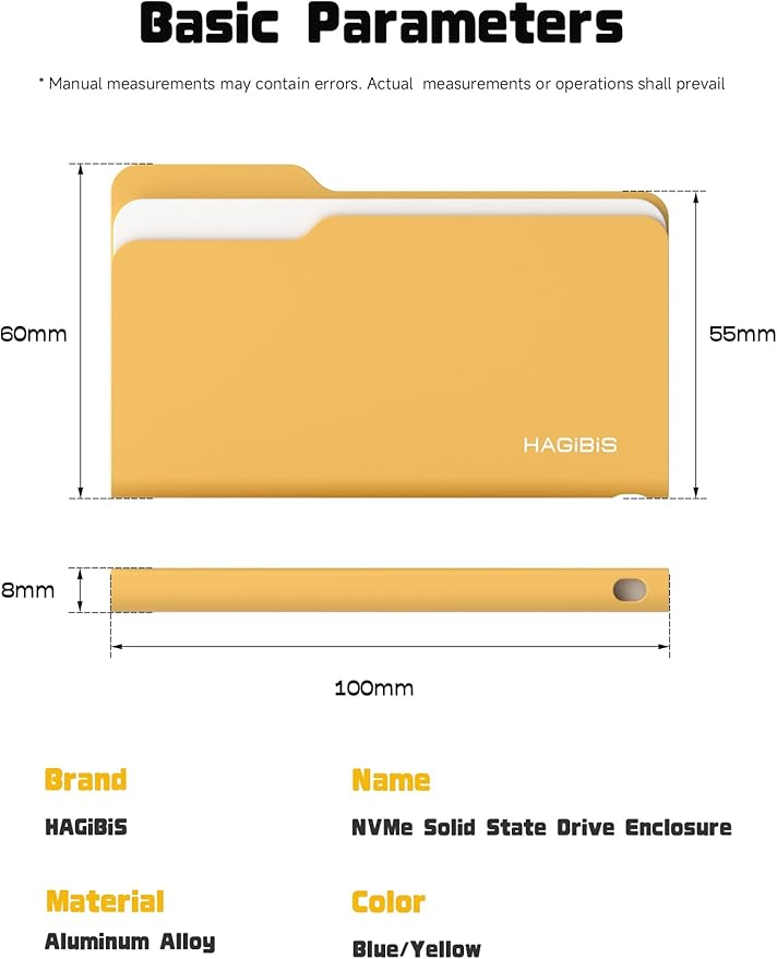 Hagibis SSD Enclosure, Folder Style USB 3.2 Gen2 10Gbps to NVMe PCI-E M.2 SSD Case, M.2 External Hard Drive Enclosure for MacBook Laptop iPad Android iPhone 17 Pro Max (Blue 2230-2280)