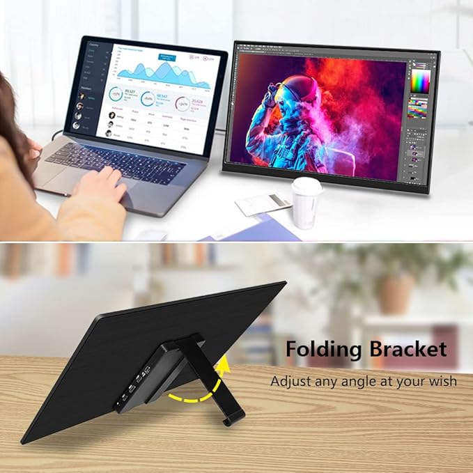 4k Portable Monitor, 14 Inch Portable Monitor USB C, 10-Bit Adobe 95% HDR Game Display with USB C/HDMI/Mini DP Compatible with Laptop/Game Console/PC/Surface