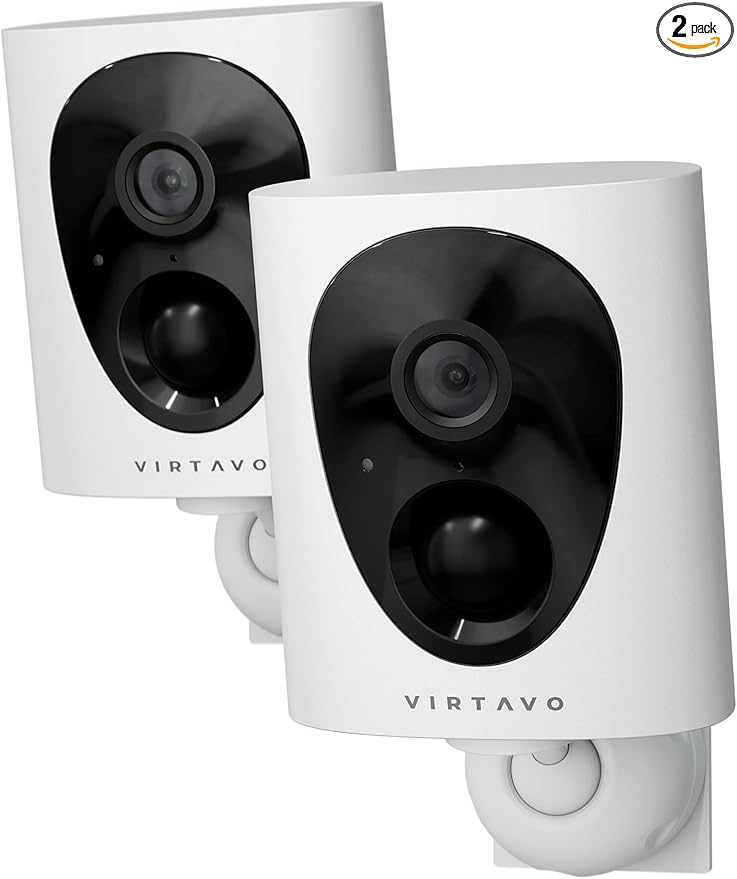 VIRTAVO VistaFlask 2K Security Cameras Wireless Outdoor, Battery Powered, AI Motion Detection, for Home Security, Starlight Lens for Colorful Night Vision, Weatherproof, Cloud/SD Storage 2Pack