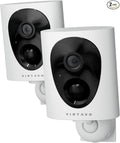 VIRTAVO VistaFlask 2K Security Cameras Wireless Outdoor, Battery Powered, AI Motion Detection, for Home Security, Starlight Lens for Colorful Night Vision, Weatherproof, Cloud/SD Storage 2Pack