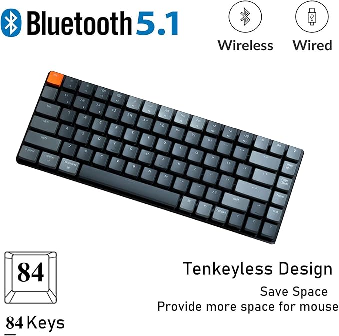 Keychron K3 Version 2, 75% Layout 84 Keys Ultra-Slim Wireless Bluetooth/USB Wired Mechanical Keyboard with RGB Backlit, Hot-Swappable Low-Profile Keychron Optical Brown Switch for Mac Windows