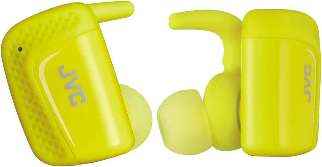 JVC True Wireless Earbuds for Sports & Fitness, Sweat/Water Proof IPX5, Bluetooth Connectivity, Pivot Motion Fit, 3 Point Support Structure, 3+6 Hours Battery Life - HAET90BTY (Yellow), One Size