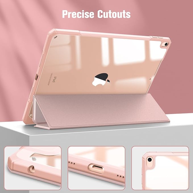 Fintie Hybrid Slim Case for iPad Air 3rd Generation 10.5" 2019 / iPad Pro 10.5 Inch 2017 - [Built-in Pencil Holder] Shockproof Cover with Clear Transparent Back Shell (Rose Gold)