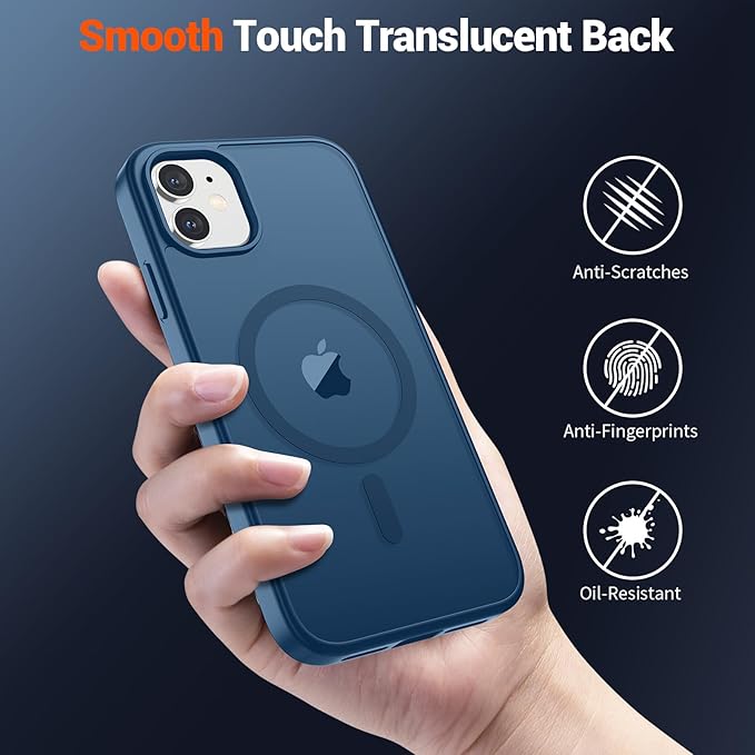 SUPFINE Magnetic for iPhone 11 Phone Case (Compatible with MagSafe)(Military Grade Drop Protection) Translucent Matte Shockproof with Anti-Fingerprint Phone Case,Deep Blue