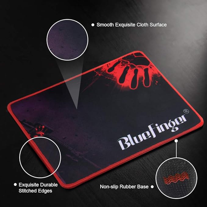 BlueFinger RGB Gaming Keyboard and Backlit Mouse Combo, USB Wired, LED Gaming Set for Laptop PC Computer Game and Work