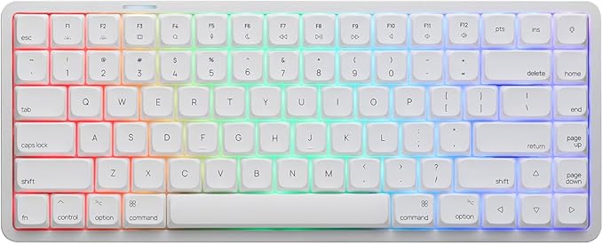 Akko Air 01 Low Profile Wireless Mechanical Keyboard RGB Backlit, Hot Swappable Native Mac Layout 2.4GHz/Wired/BT Aluminum Gaming Keyboard, Cloudy White, Kailh Cloud Switch