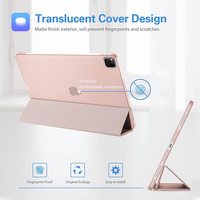 ProCase for iPad Pro 11 Inch Case 2022/2021/2020/2018(4th/3rd/2nd/1st Generation), iPad Pro 11" Slim Stand Hard Back Cover Shell Smart Folio Compatible with Pencil/Support Auto Wake/Sleep -Pink