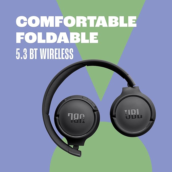 JBL Tune 520BT - Wireless On-Ear Headphones, Up to 57H Battery Life and Speed Charge, Lightweight, Comfortable and Foldable Design, Hands-Free Calls with Voice Aware (Blue)